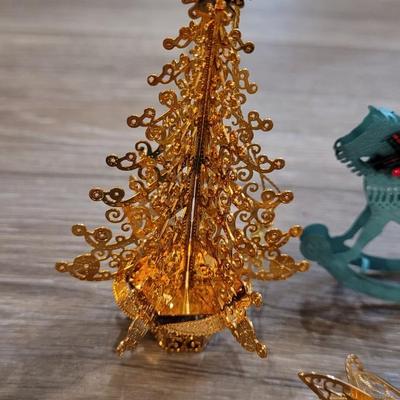 Vintage Metal Ornaments - Turquoise & Gold