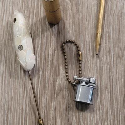 Antique Hat Pin, Lighters, and Mechanical Pencil