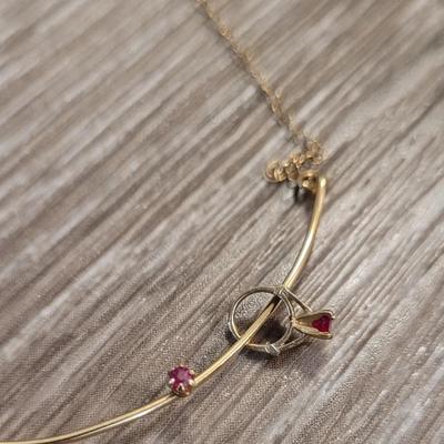 14kt. Gold Fill Necklace with Ruby and Pendant Ruby Ring