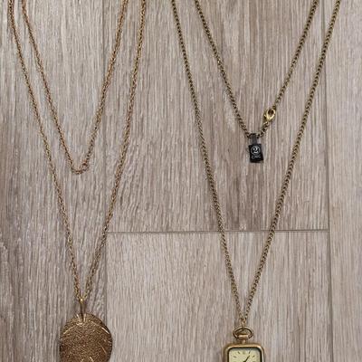 (2) Long Gold Tone Fashion Necklaces