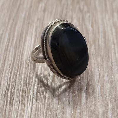 Sterling and Faux Black Onyx Ring