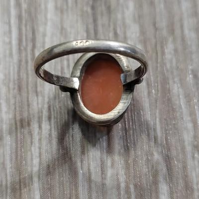 Antique 800 Silver and Carved Cameo Ring