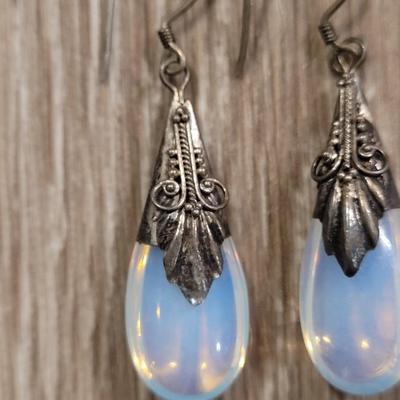 Sterling & Moonstone Drop Earrings