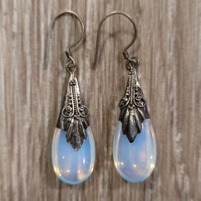 Sterling & Moonstone Drop Earrings