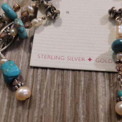 New Sterling, Turquoise & Pearl Earrings
