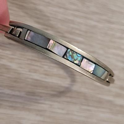 Mother of Pearl & Alpaca Silver Bangle