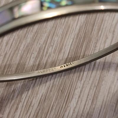 Mother of Pearl & Alpaca Silver Bangle