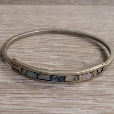 Mother of Pearl & Alpaca Silver Bangle