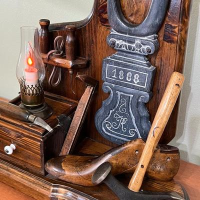 NIGHTWATCH LAMP CO. ~ 37â€ Tall Custom Crafted Cobblers Tool Table Lamp