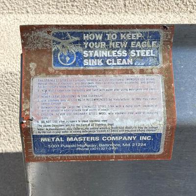 METAL MASTERS COMPANY ~ 3 Compartment Stainless Steel Sink