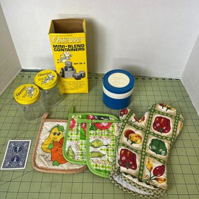 Oven Mitts, Thermos, and Mixing Jars