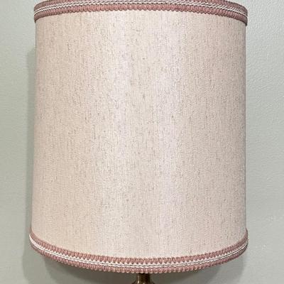36â€ Tall Vtg. Glass & Wood Table Lamp ~ With Burlap Shade