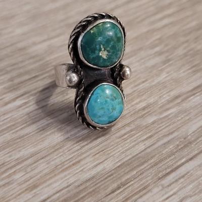 Vintage Navajo Sterling, Blue & Green Turquoise Ring
