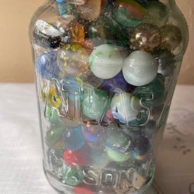 Vintage jar of marbles