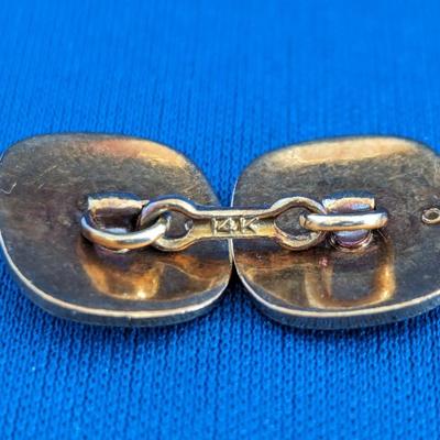 Pair 14K Solid Gold Cufflinks MAB Captain Myron Argyle Baber, U.S.N.R.