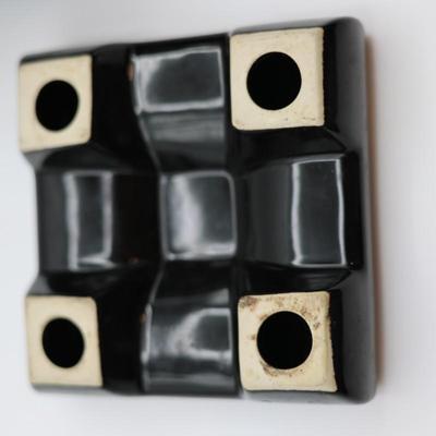 Black Porcelain Ginger Jar Vase w/ Base