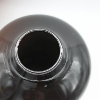 Black Porcelain Ginger Jar Vase w/ Base