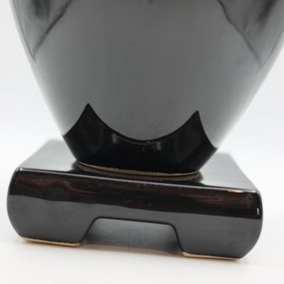 Black Porcelain Ginger Jar Vase w/ Base