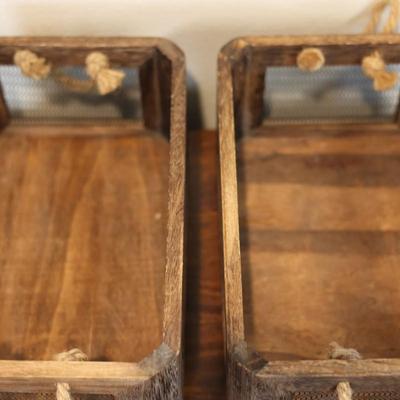 Rustic Wood & Wire Decorative Nesting Storage Basket (2)