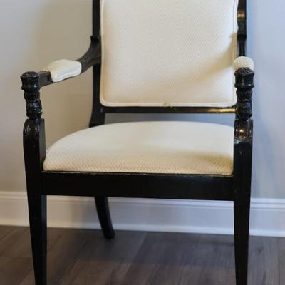 Vintage Upholstered & Wood Carved Chair