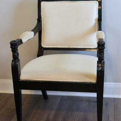 Vintage Upholstered & Wood Carved Chair