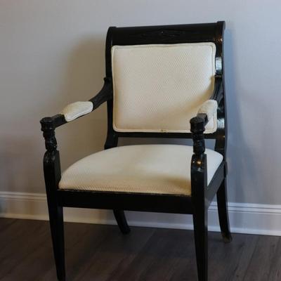 Vintage Upholstered & Wood Carved Chair