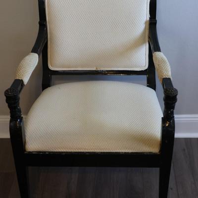 Vintage Upholstered & Wood Carved Chair