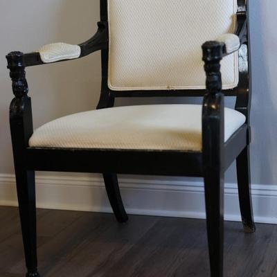 Vintage Upholstered & Wood Carved Chair