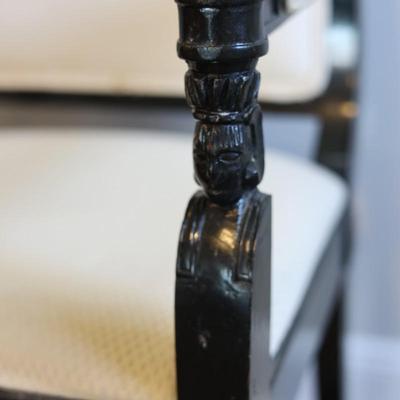 Vintage Upholstered & Wood Carved Chair