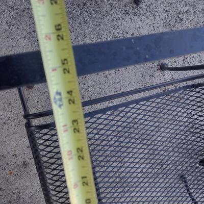 Pair of Wrought Metal Patio Chair with Mesh Seat and Back Solid Arms