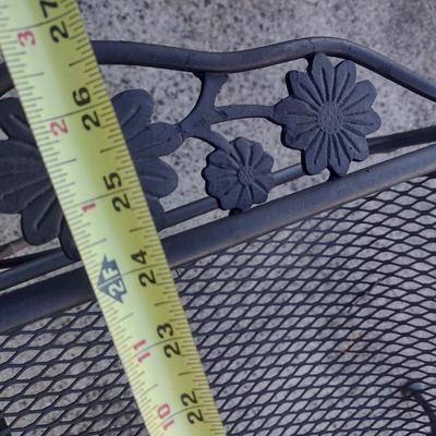 Pair of Wrought Metal Patio Chair with Mesh Seat and Back Open Design Arms and Headrest