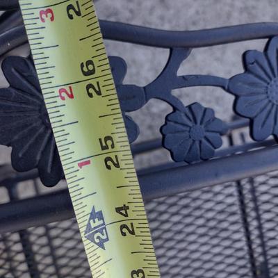 Pair of Wrought Metal Rocker Style Patio Chair with Mesh Seat and Back Open Design Arms and Headrest