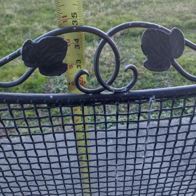 Pair of Wrought Metal Patio Chairs Full Mesh Design No Arms