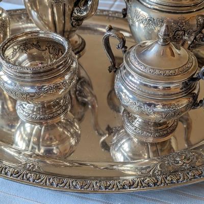 10 piece Gorham King Edward Sterling Silver tea and coffee service w/hotwater warmer and base