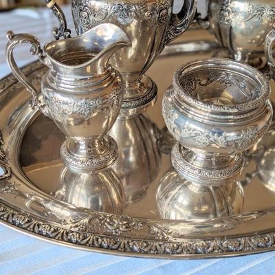 10 piece Gorham King Edward Sterling Silver tea and coffee service w/hotwater warmer and base