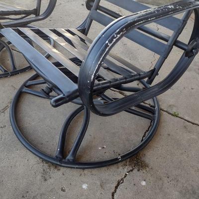 Pair of Metal Swivel and Rocker Design Patio Chairs