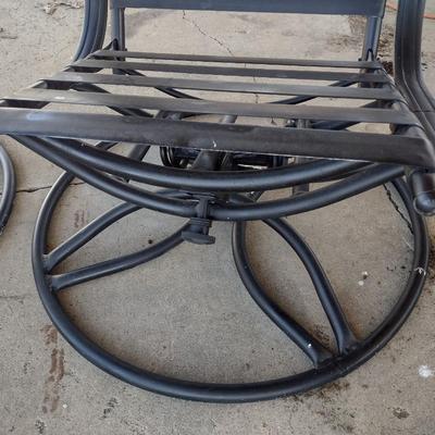 Pair of Metal Swivel and Rocker Design Patio Chairs