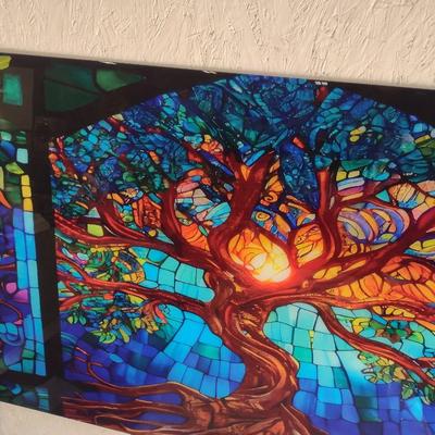Gorgeous Large Glass Image Transfer Tree of Life Panel