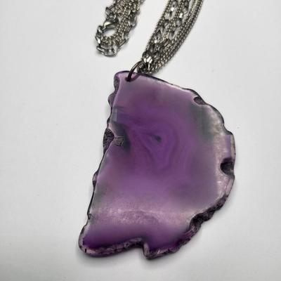 Purple Agate Slice Necklace