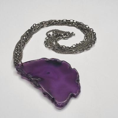 Purple Agate Slice Necklace