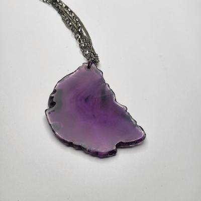 Purple Agate Slice Necklace