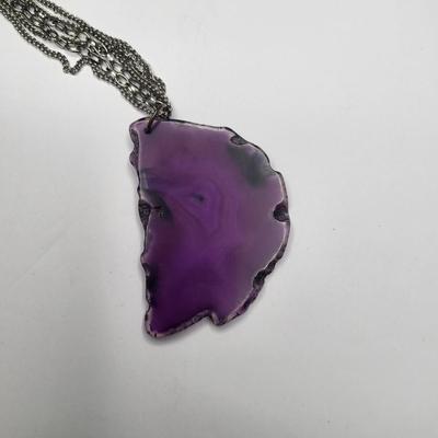 Purple Agate Slice Necklace