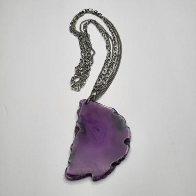 Purple Agate Slice Necklace