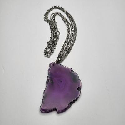 Purple Agate Slice Necklace