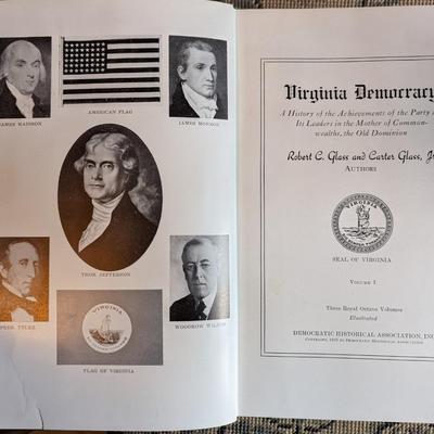 VIRGINIA DEMOCRACY by Robert C. Glass; Carter Glass, Jr. 1937 3 volume set