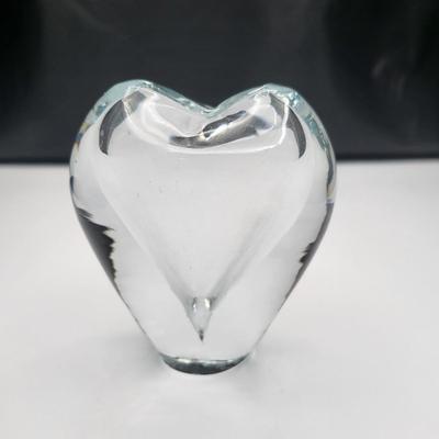 Clear Glass 4.5" Heart Shaped Paperweight or Bud Vase