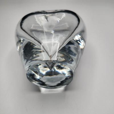 Clear Glass 4.5" Heart Shaped Paperweight or Bud Vase