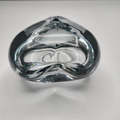 Clear Glass 4.5" Heart Shaped Paperweight or Bud Vase