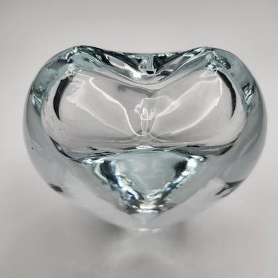 Clear Glass 4.5" Heart Shaped Paperweight or Bud Vase