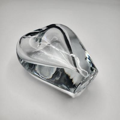 Clear Glass 4.5" Heart Shaped Paperweight or Bud Vase
